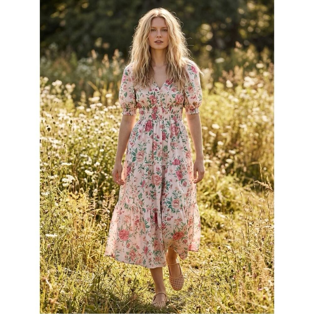 Anthropologie The Somerset Maxi Dress Puff Sleeve Edition Dainty Floral Small - Picture 2 of 12